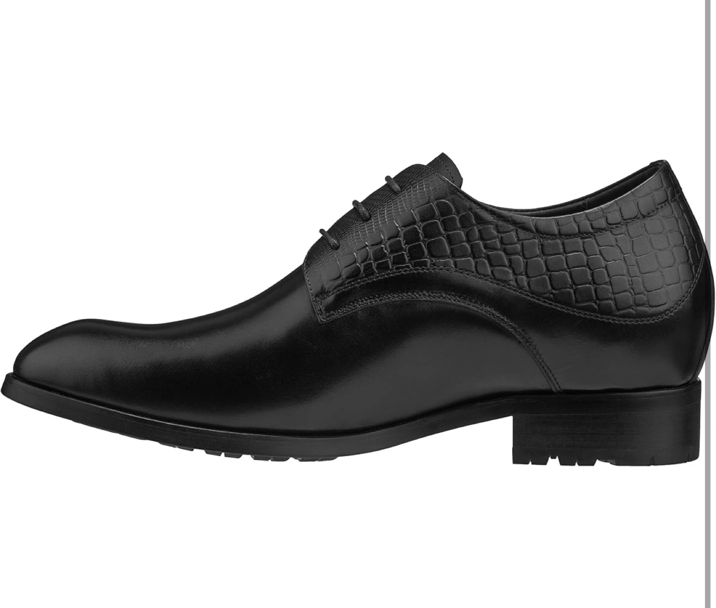 Calto Black Leather Dress Shoes with Croc Detail - Size 9 - photo 4