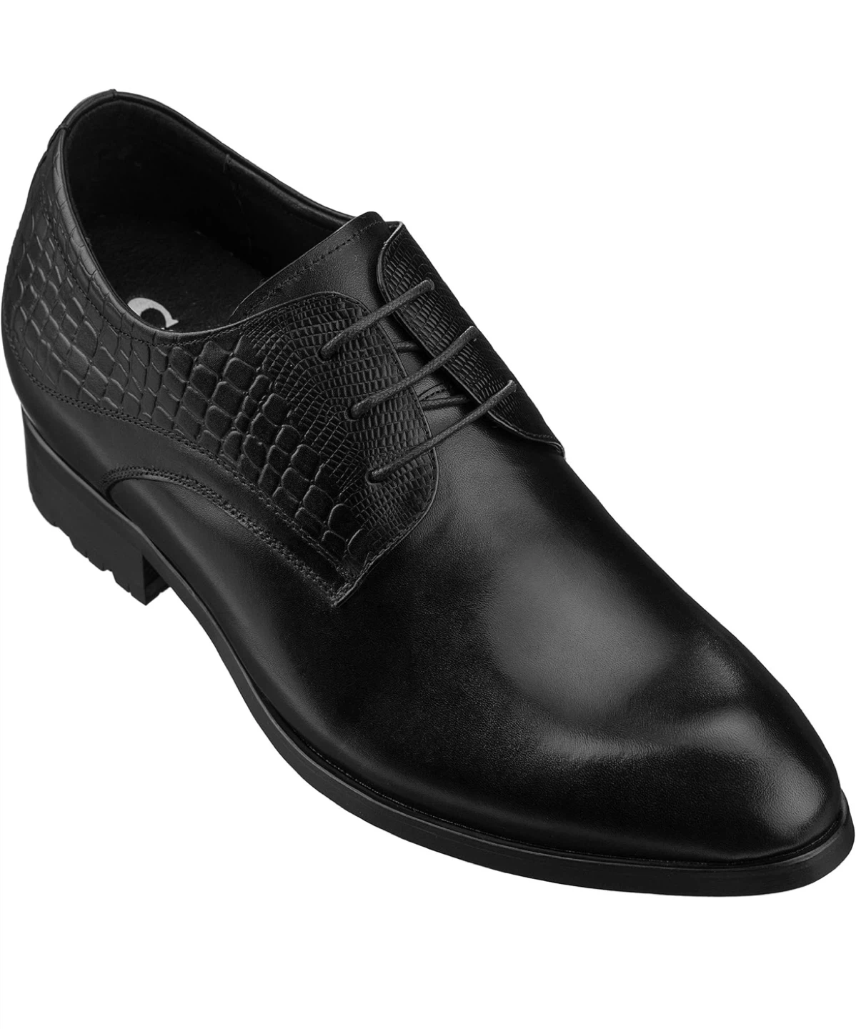 Calto Black Leather Dress Shoes with Croc Detail - Size 9 - photo 2