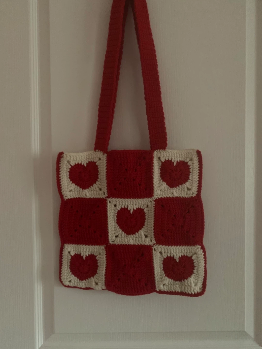 Handmade Crochet Heart Tote Bag