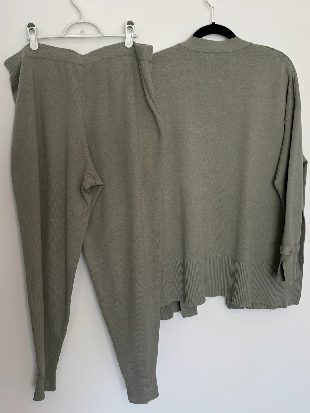 Marla Wynne Olive Green Knit Lounge Set Cardigan Jogger Sz XL - photo 3