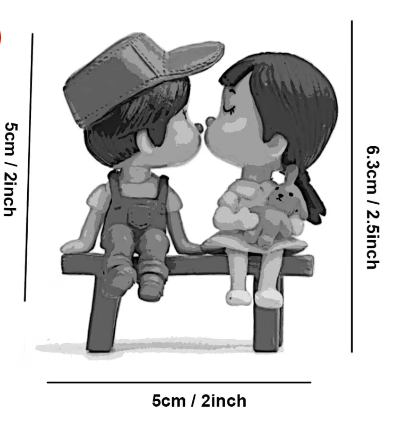 Cute Couple Figurine on Bench - photo 2