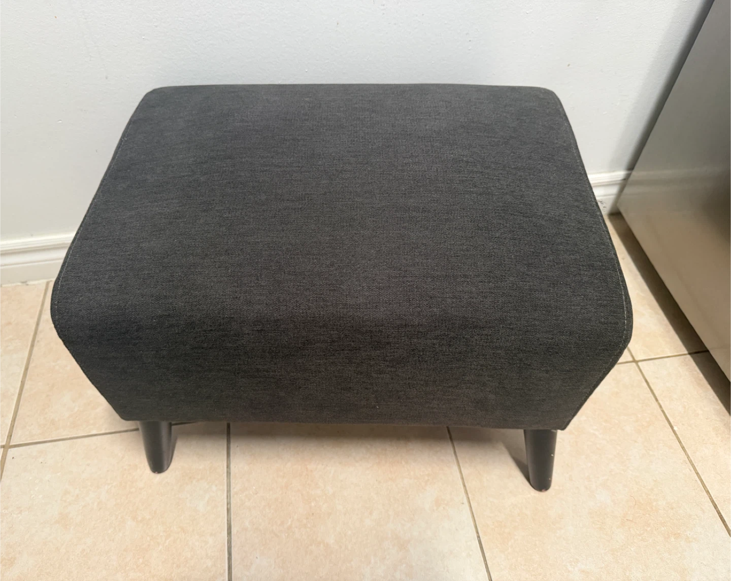 Dark Grey Fabric Footstool Ottoman