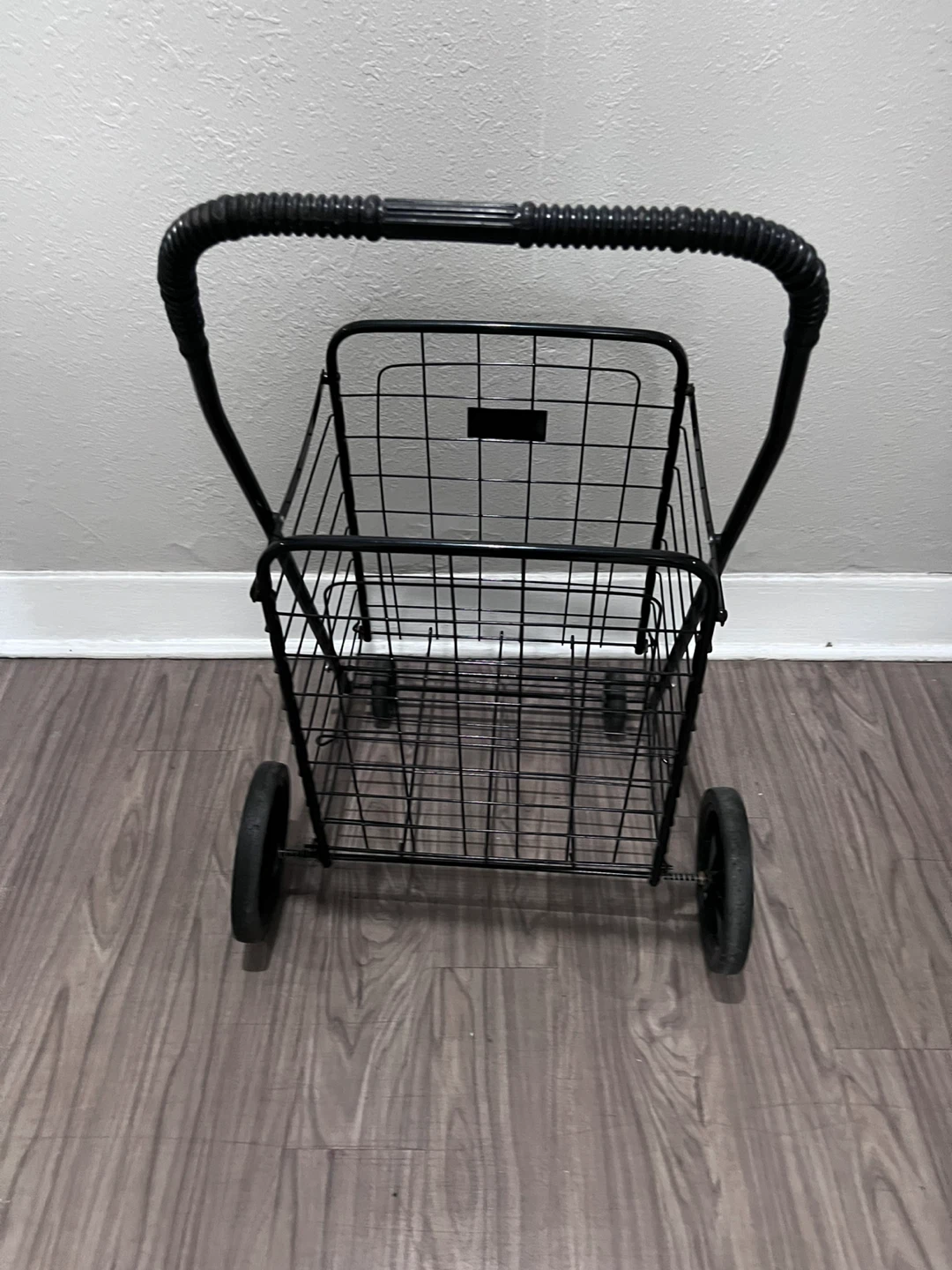 Black Folding Shopping Cart with Wheels - photo 3