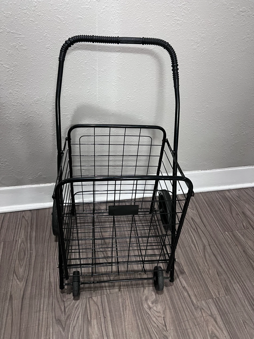Black Folding Shopping Cart with Wheels