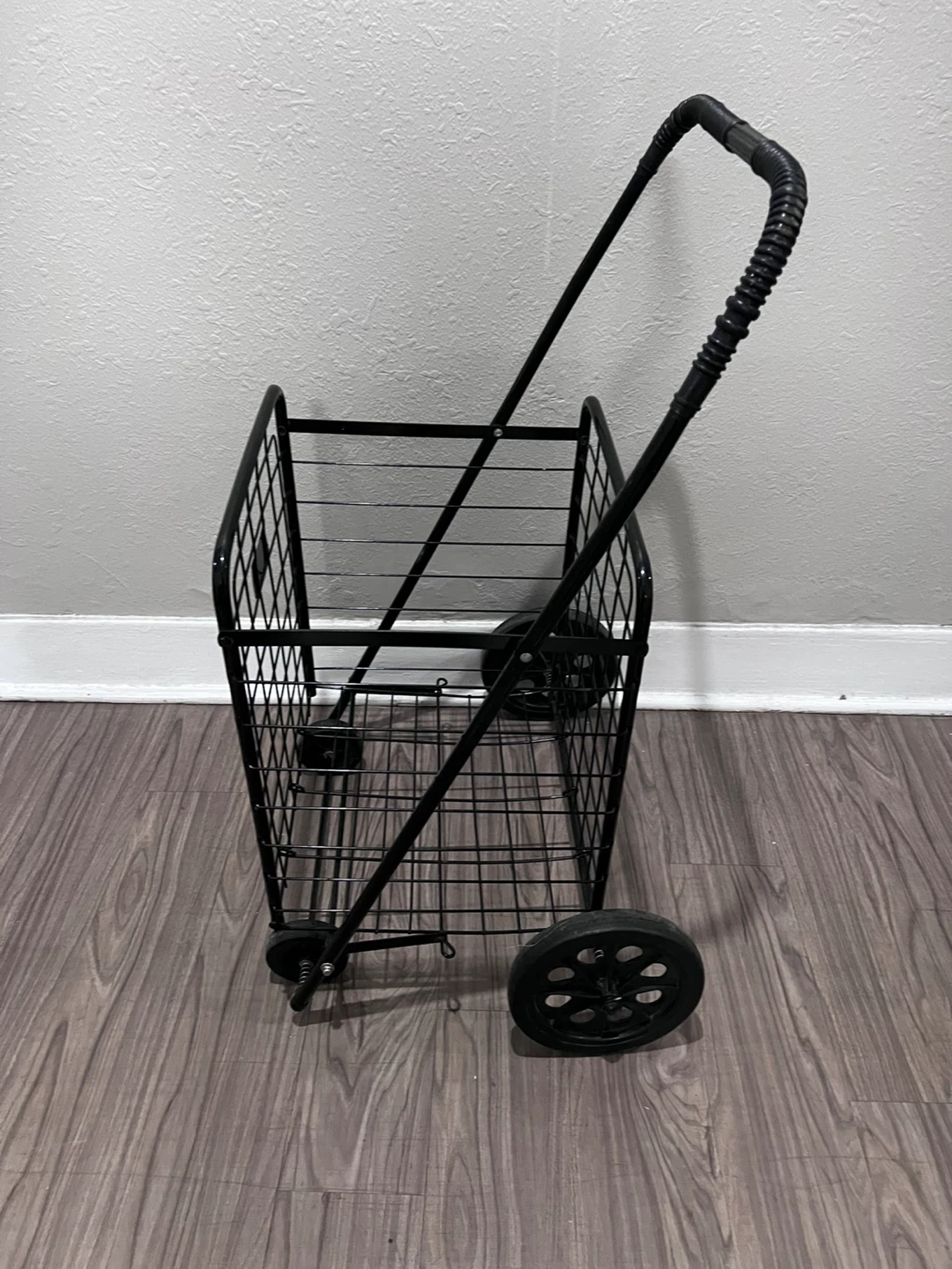 Black Folding Shopping Cart with Wheels - photo 2