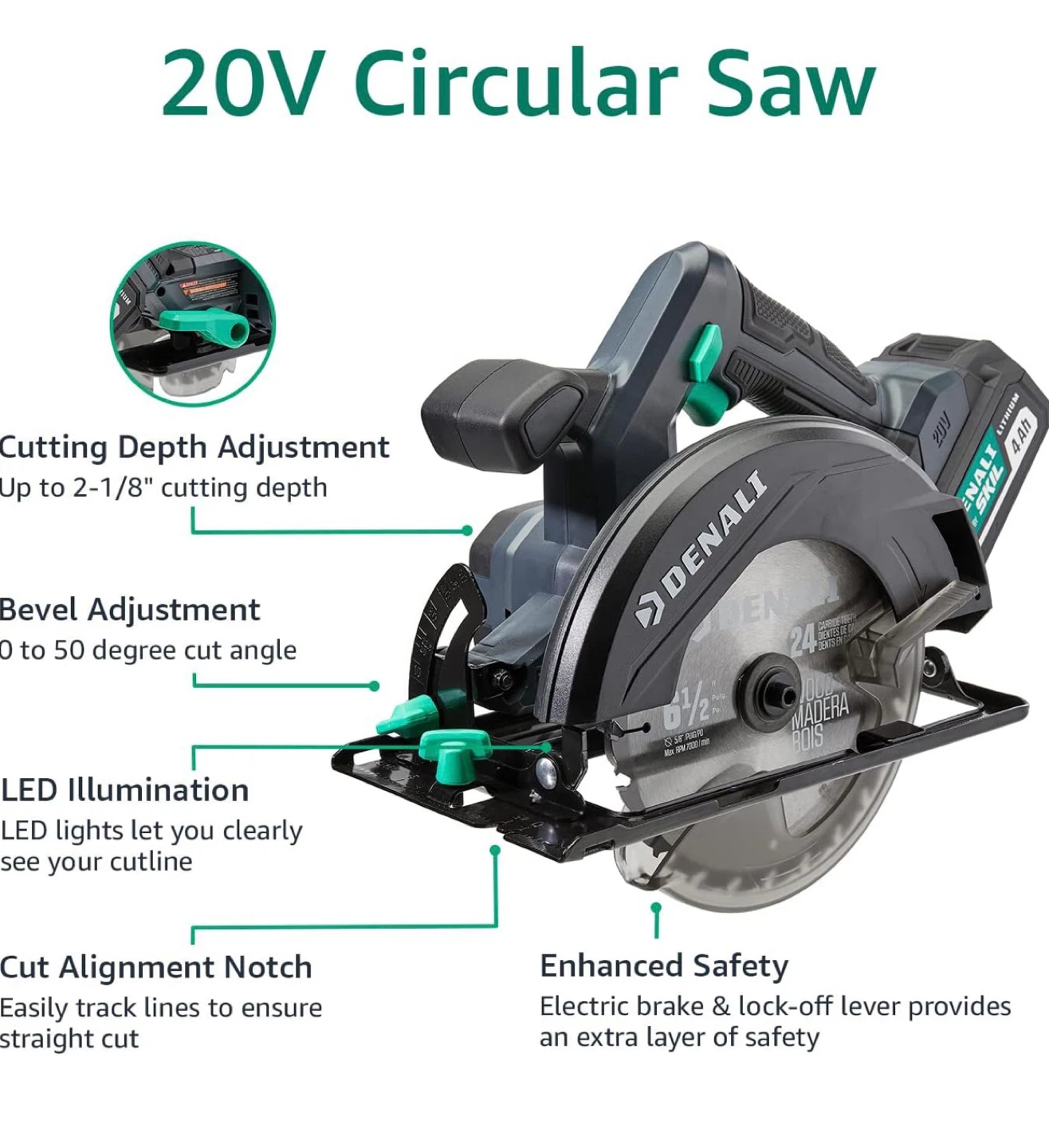 20V Cordless Drill, Reciprocating & Circular Saw, Work Light Wit - photo 2