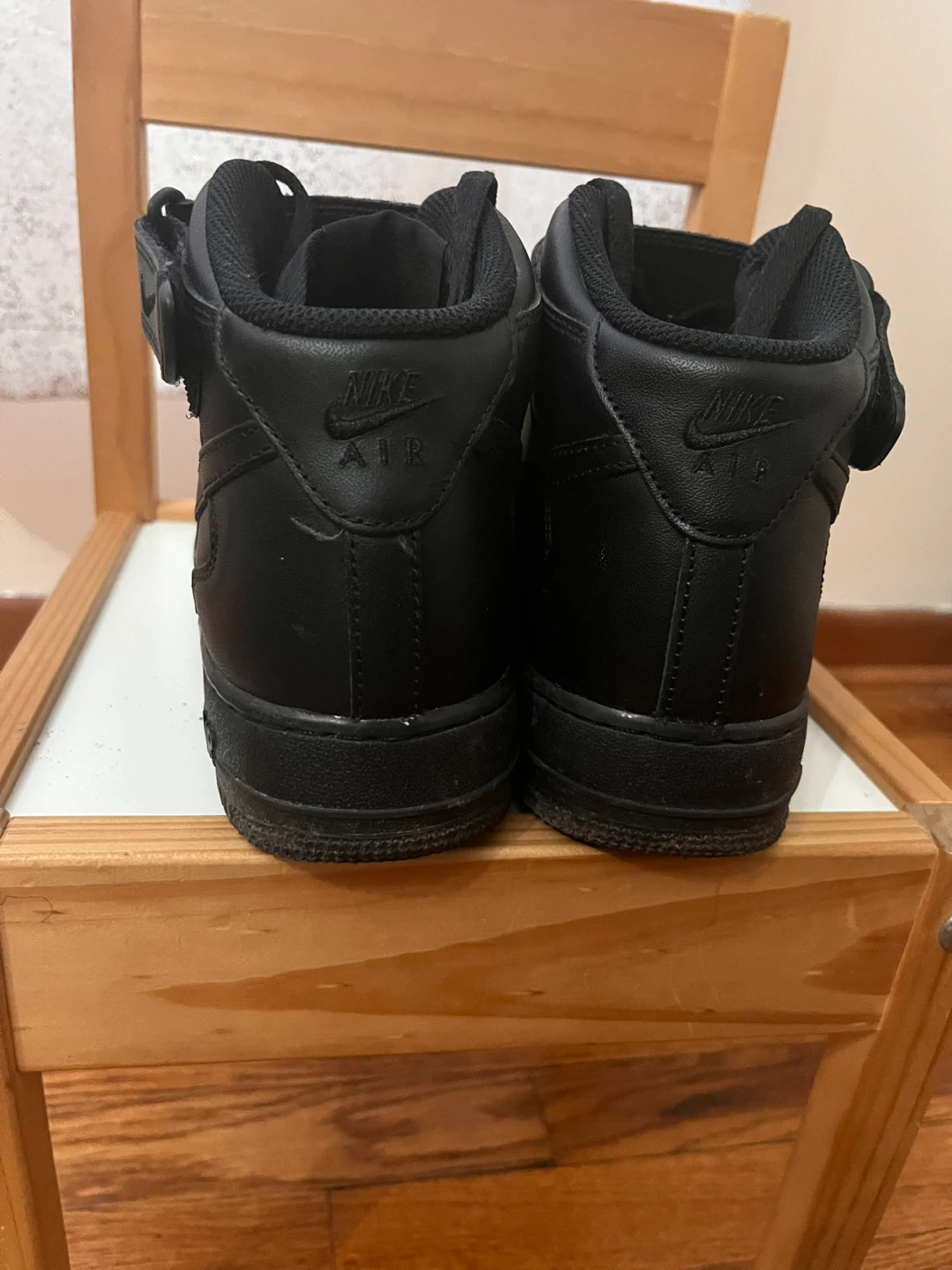 Nike Air Force 1 Mid Black Leather High Top Sneakers - photo 4
