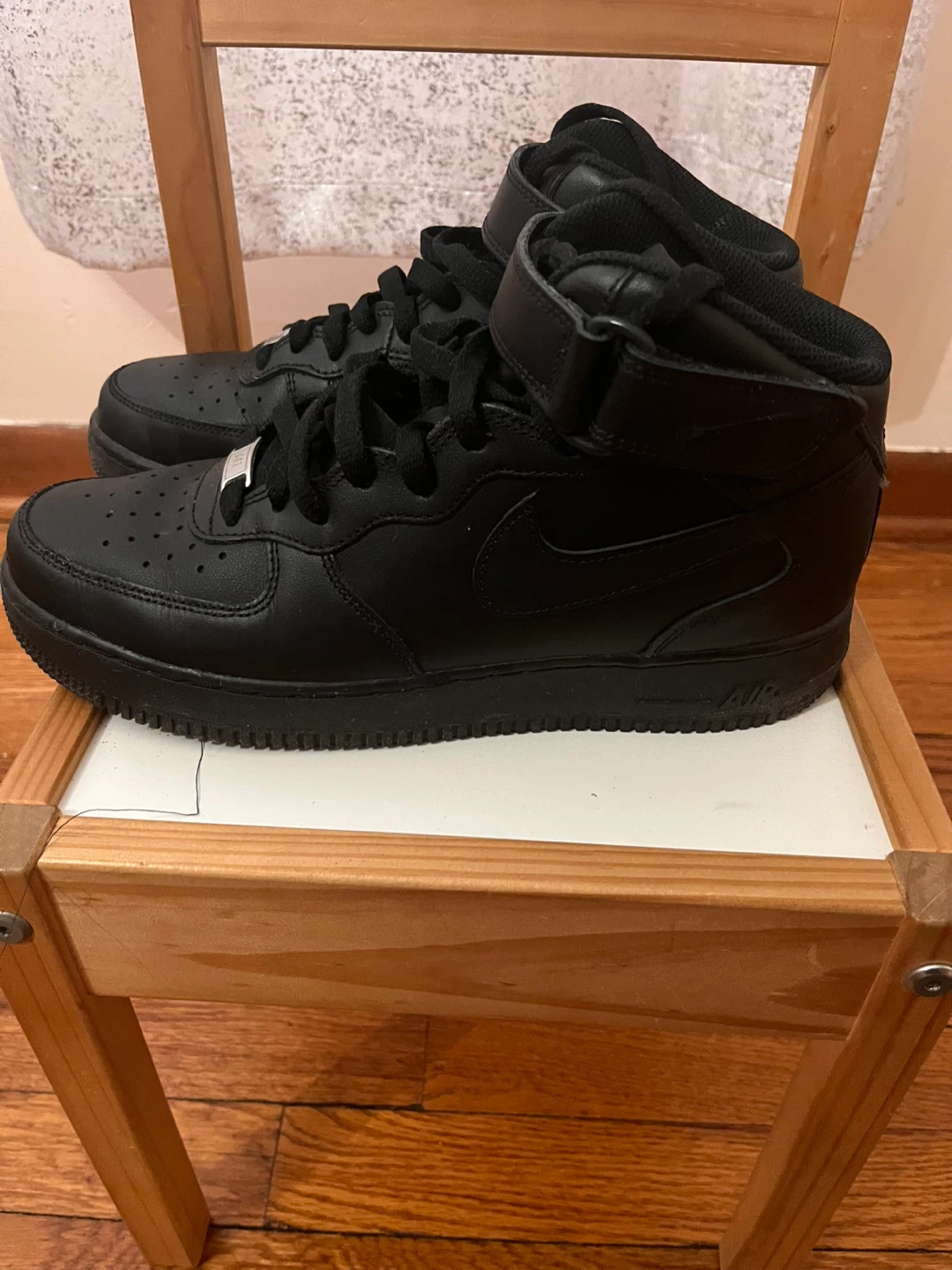 Nike Air Force 1 Mid Black Leather High Top Sneakers - photo 2