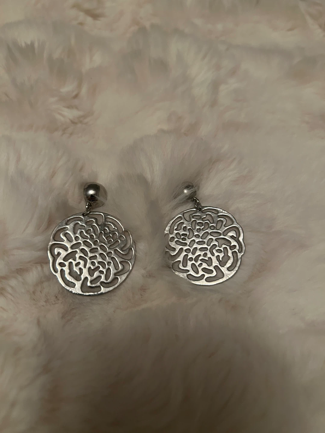 Silver Filigree Circle Drop Earrings