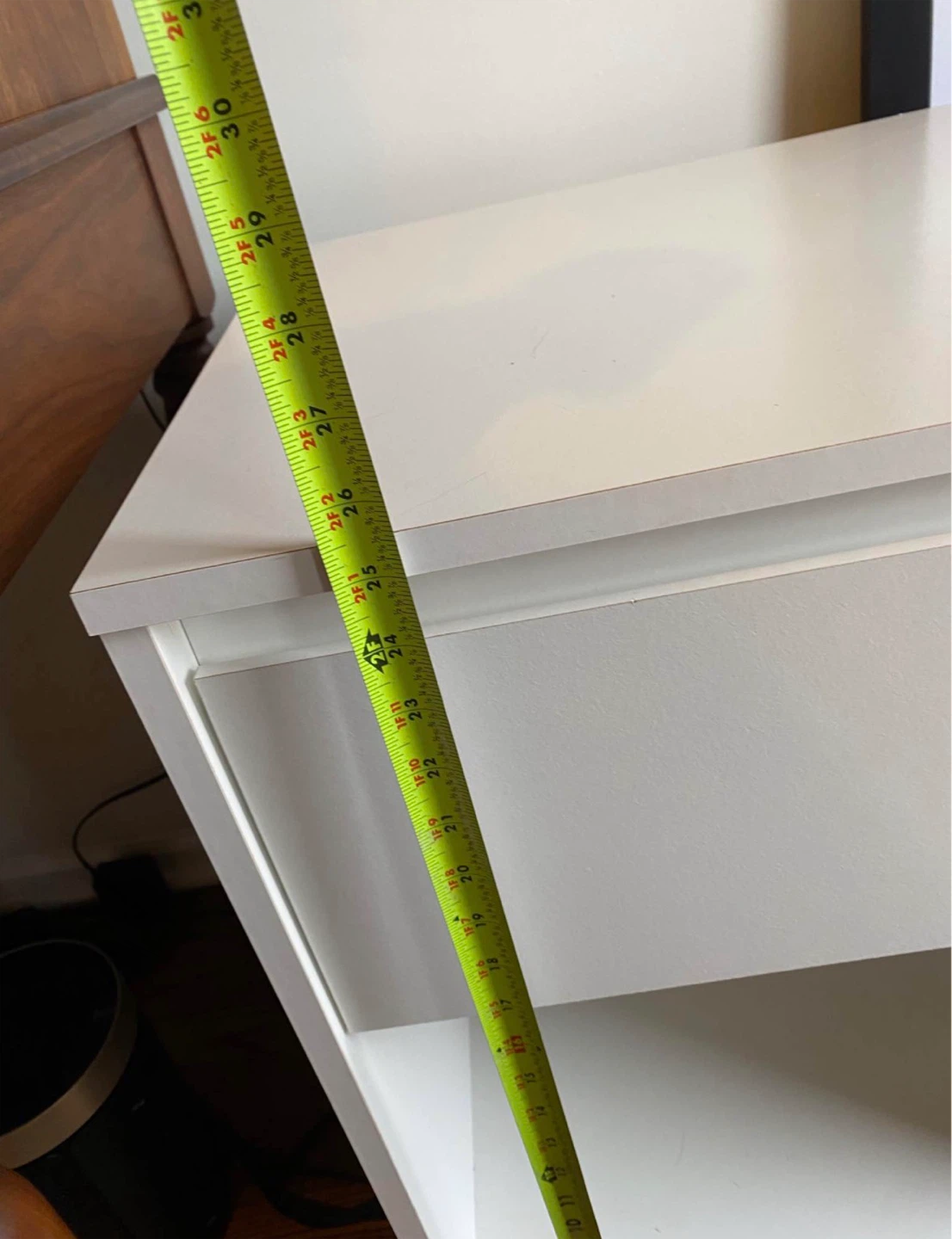 White Nightstand with Drawer and Open Shelf - photo 4
