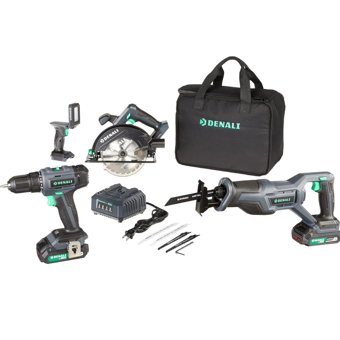 20V Cordless Power Tool Combo Kit (4 Tools) – Drill, Saw, Re - photo 2