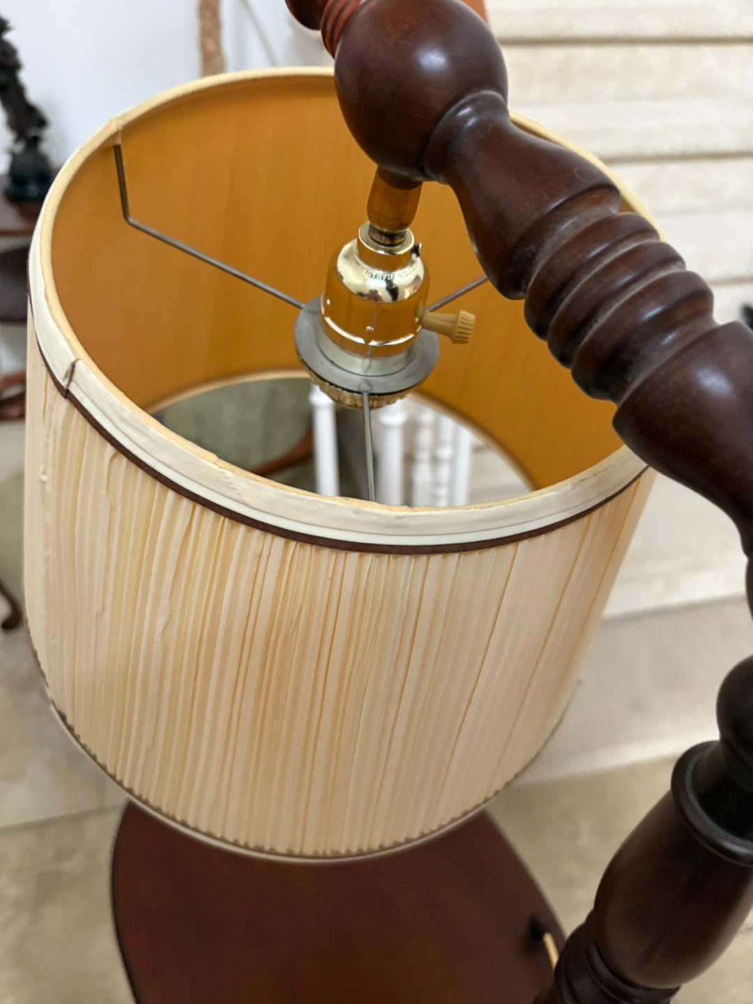 Vintage Wooden Floor Lamp with Accent Table - photo 3