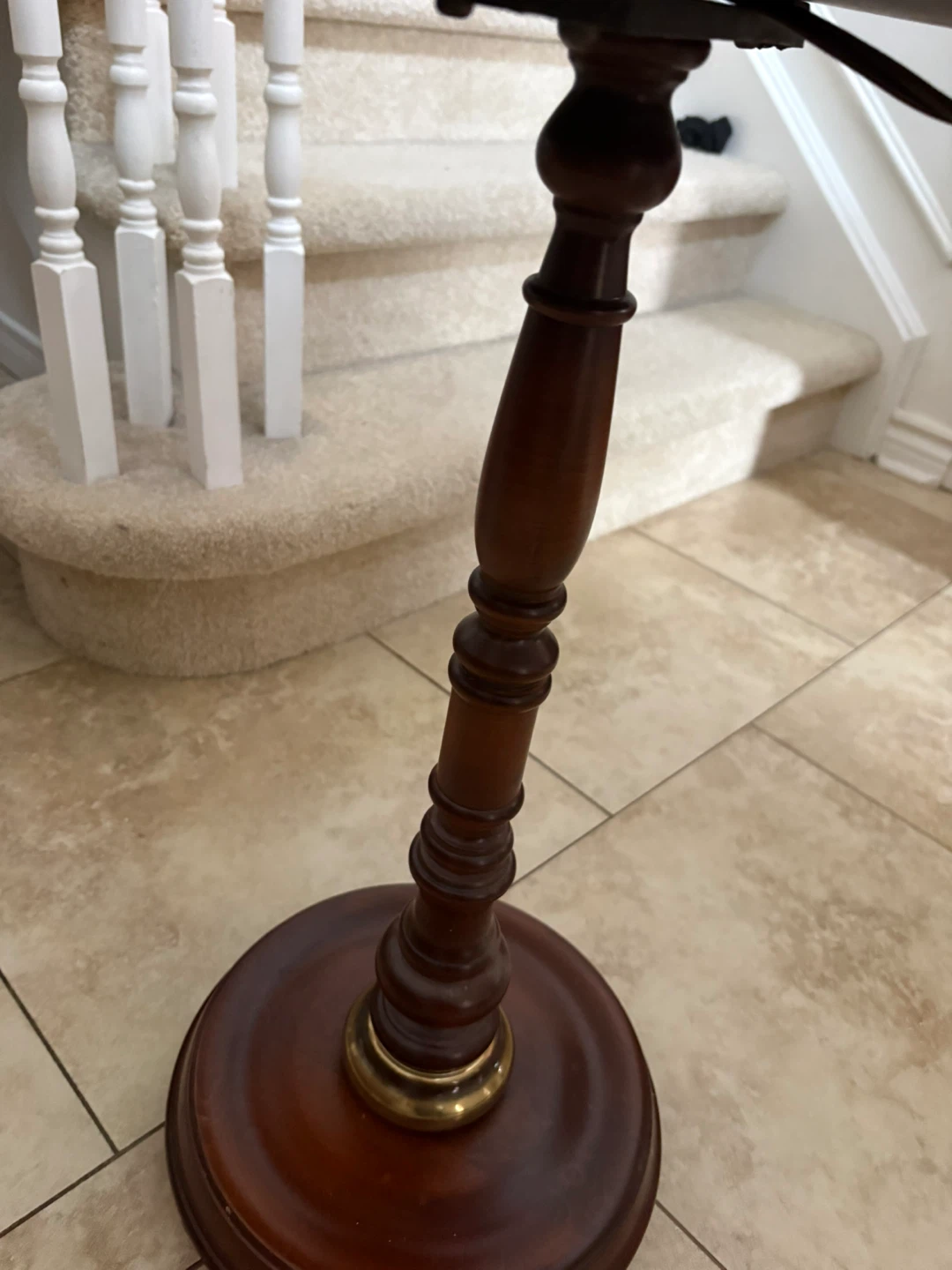 Vintage Wooden Floor Lamp with Accent Table - photo 4