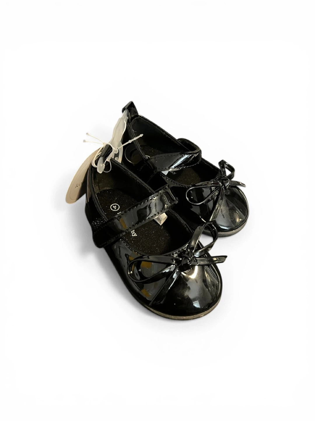 Koala Baby Black Patent Mary Jane Shoes Size 4 (9-12M) with Bow