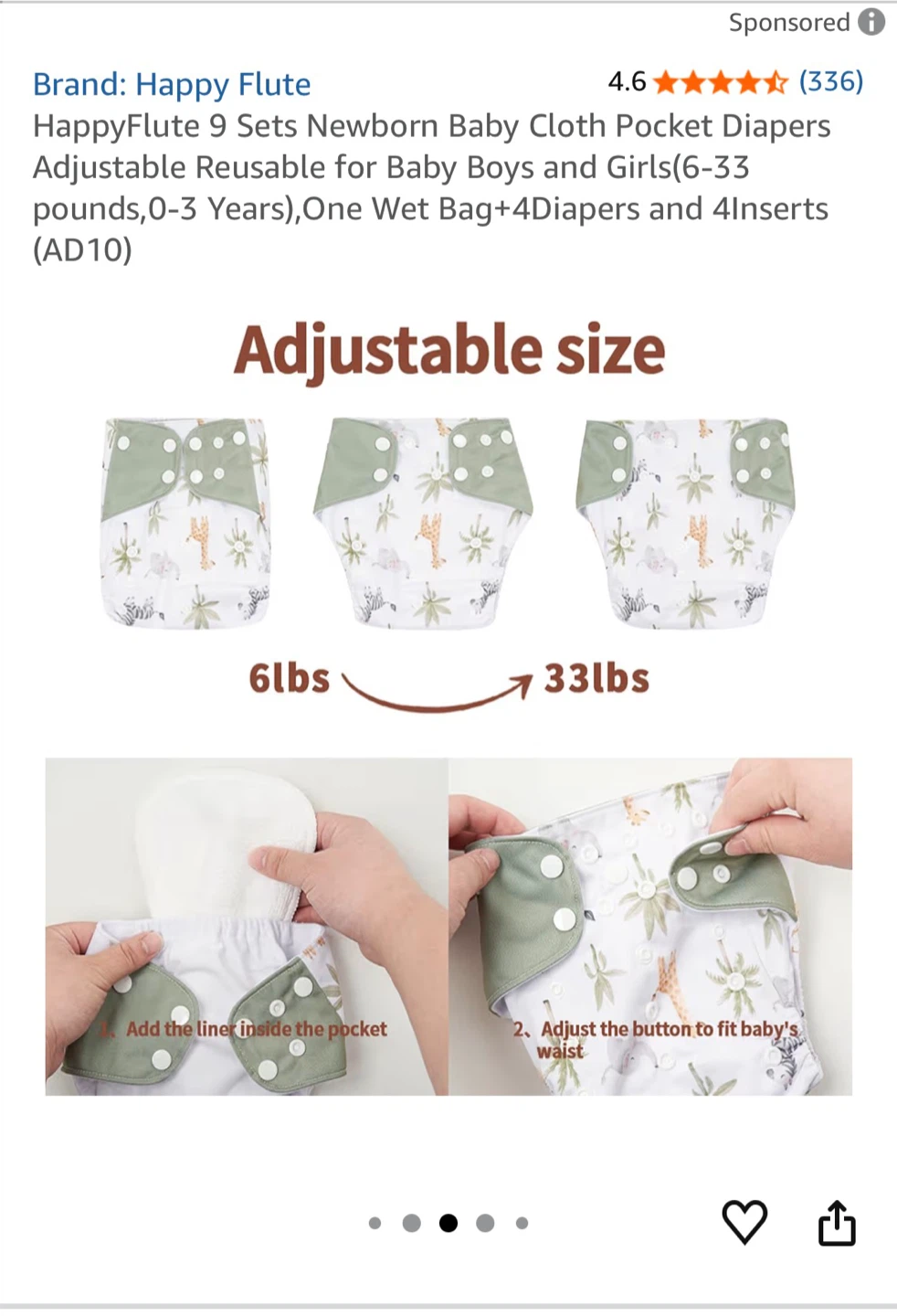 Happy Flute 9 Sets Newborn Baby Cloth Pocket Diapers - photo 2