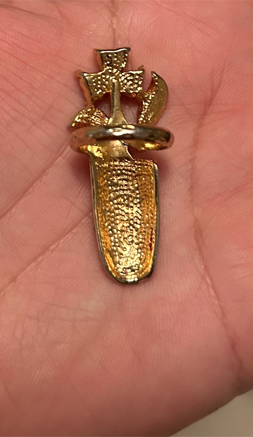 Gold-tone nail with Rhinestone Flowers - photo 2
