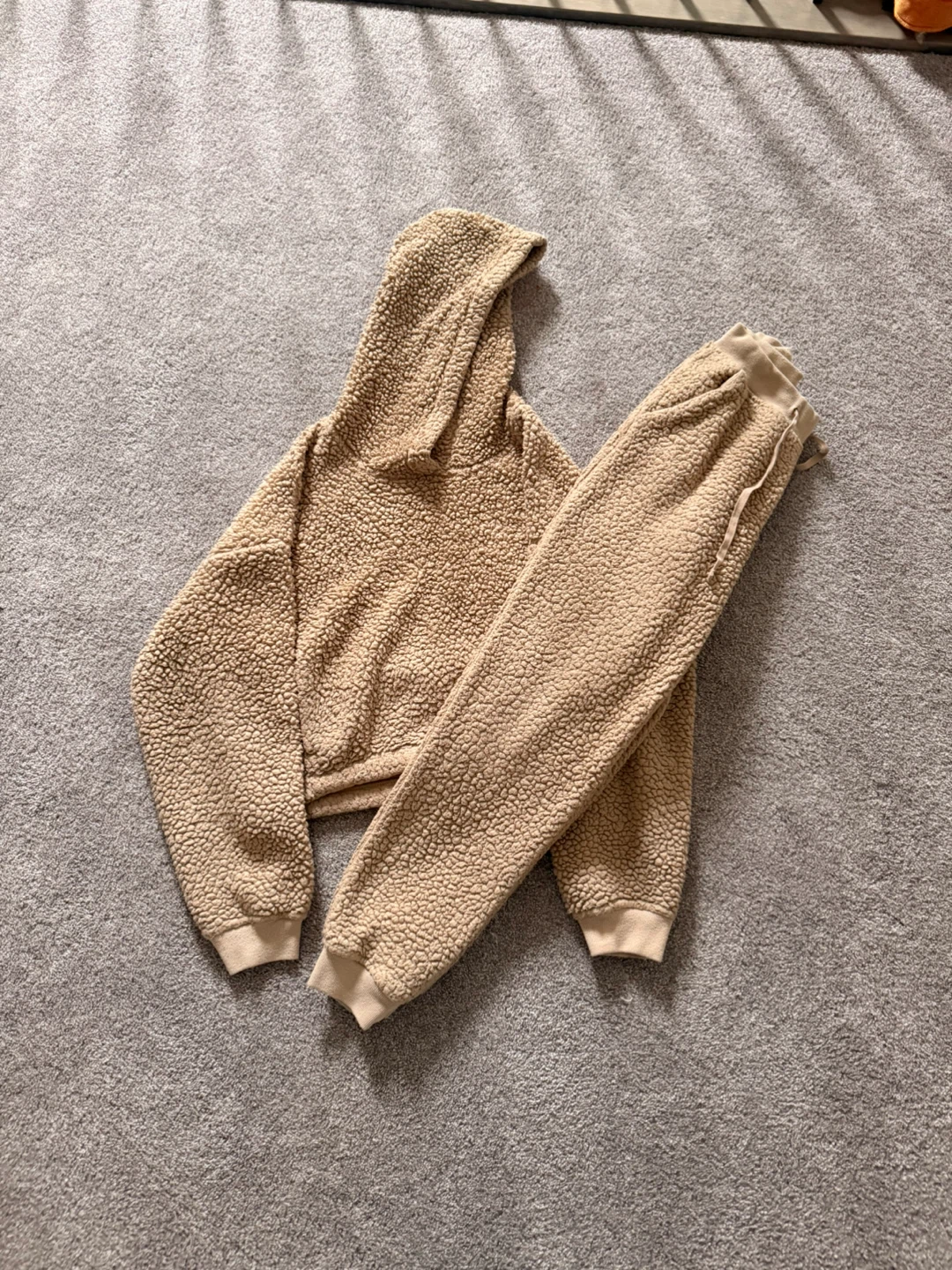 Tan Teddy Fleece Loungewear Set