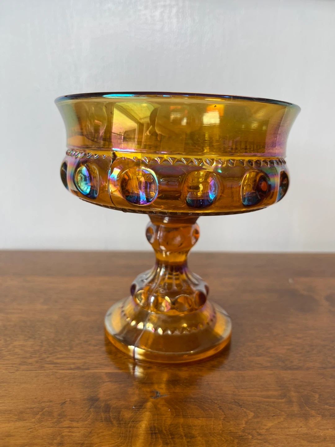 Vintage Carnival Glass Footed Compote Dish