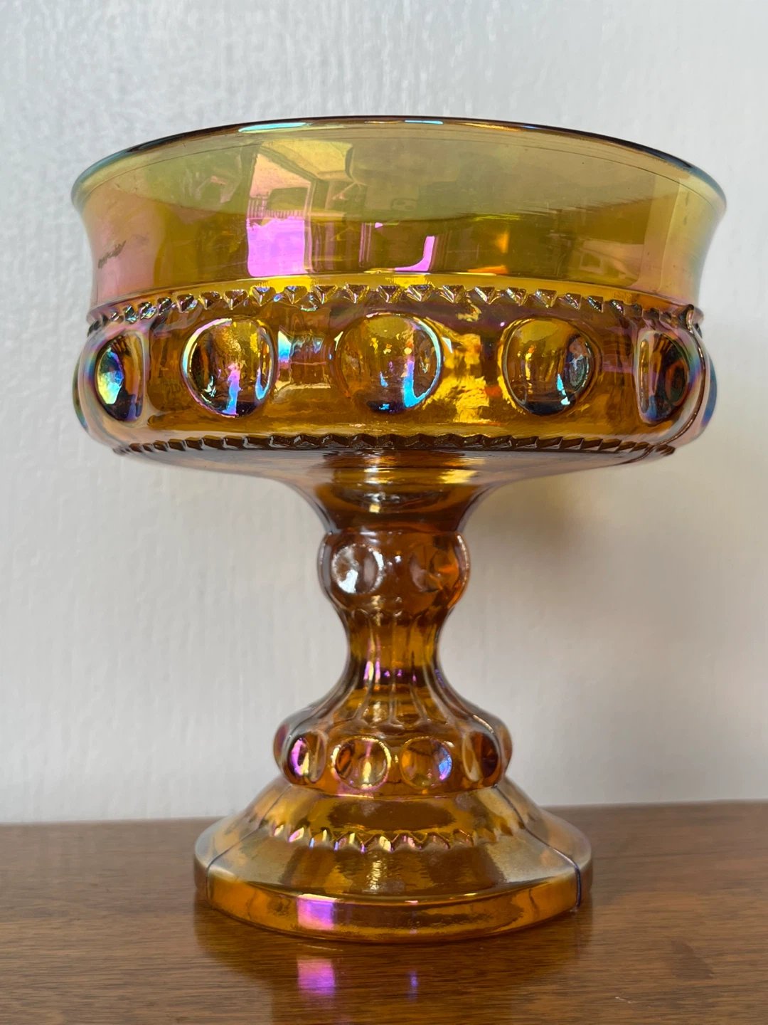 Vintage Carnival Glass Footed Compote Dish - photo 4