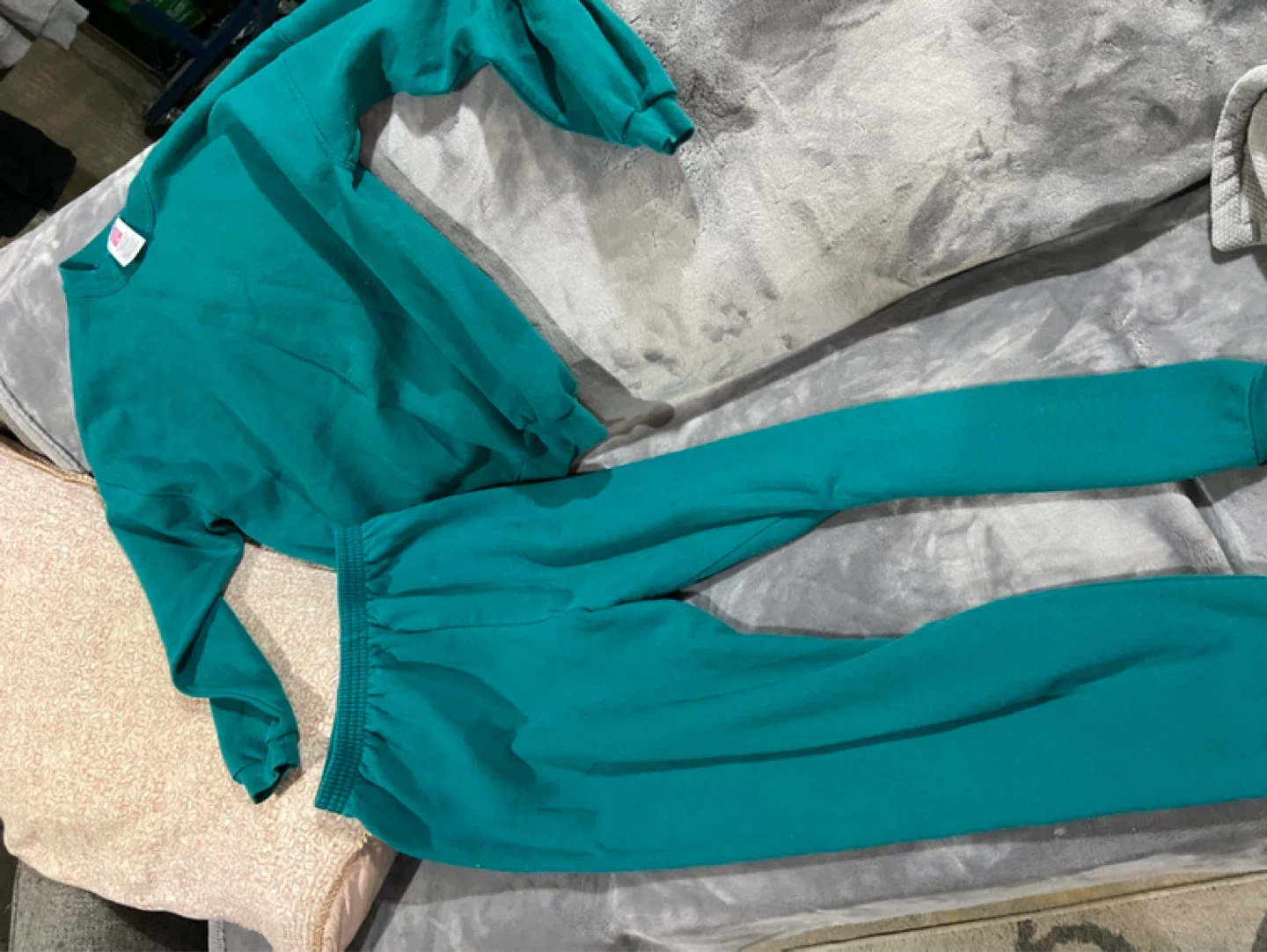 Vintage Hanes Her Way Teal Sweatshirt & Pants Set - Large