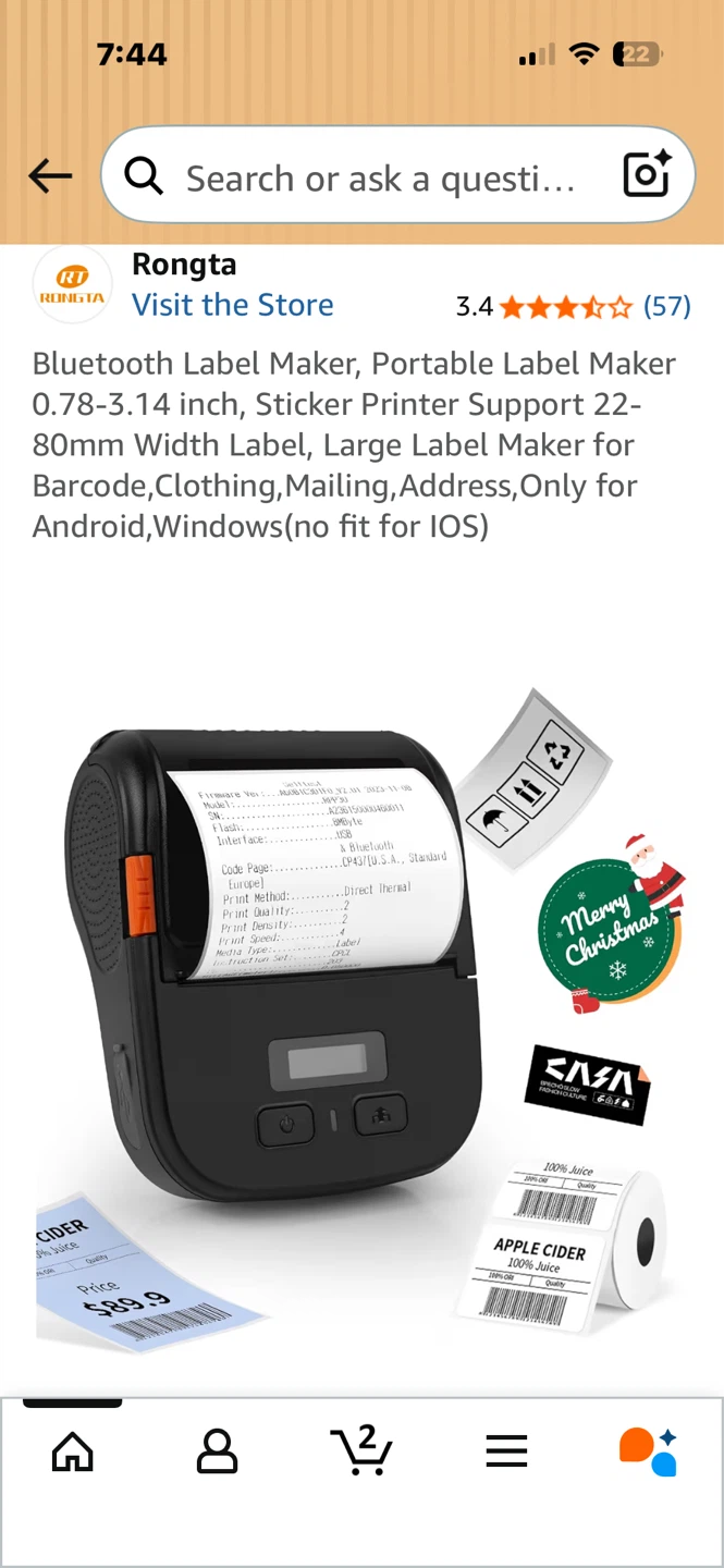 Rongta Bluetooth Label Maker 0.78-3.14 inch