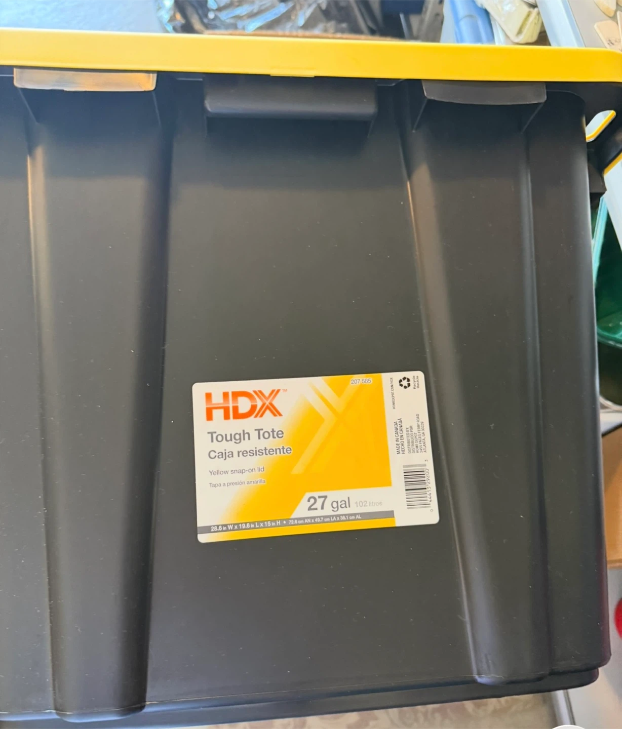 HDX Tough Tote 27 Gallon Storage Bin with Yellow Lid - photo 5