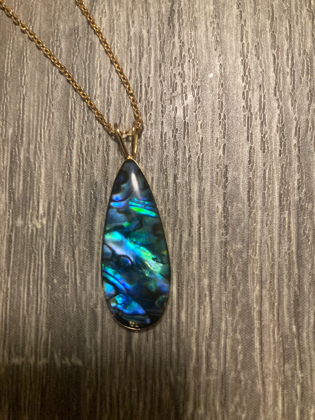 Teardrop Abalone Shell Pendant Necklace