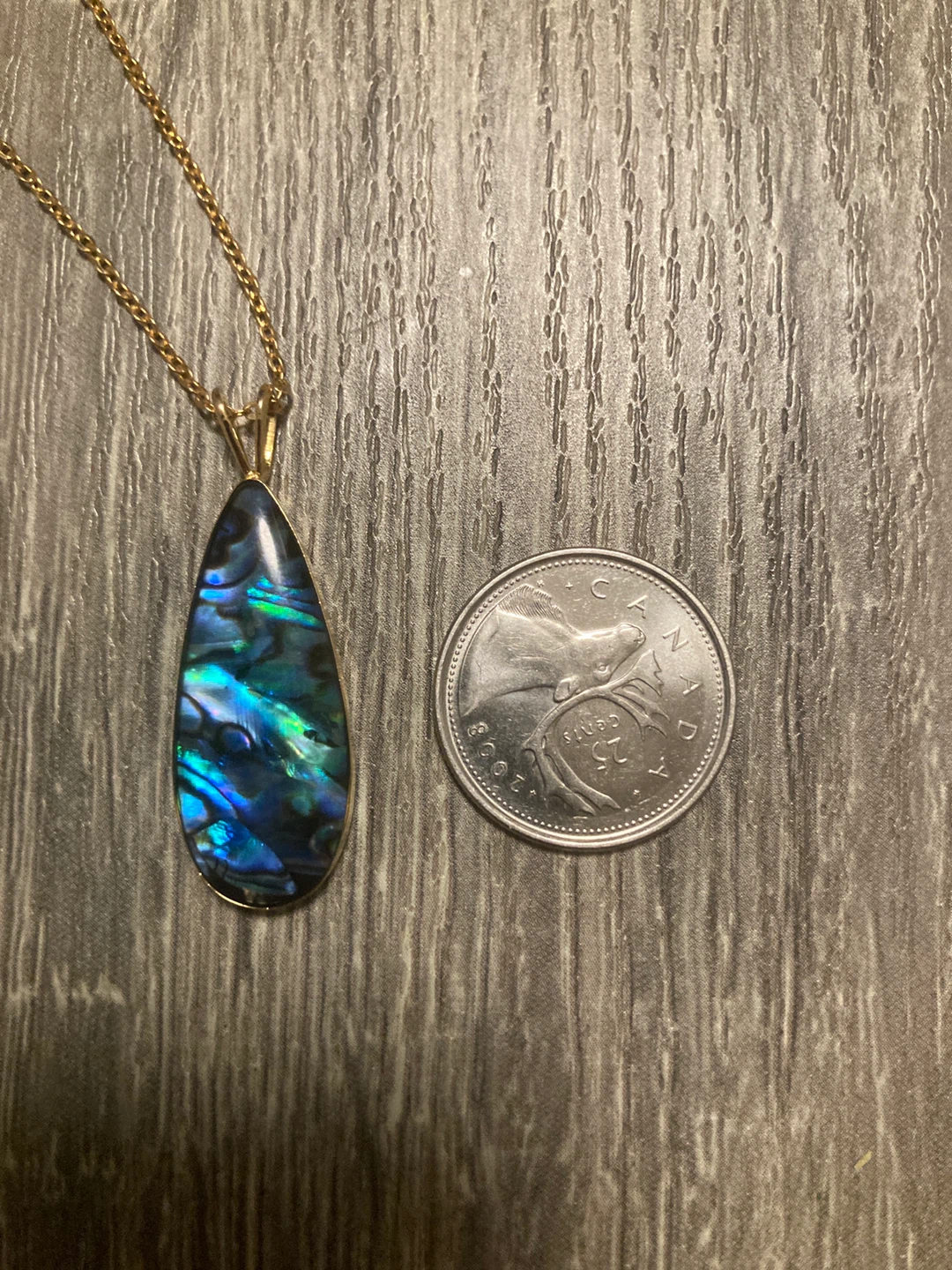 Teardrop Abalone Shell Pendant Necklace - photo 2