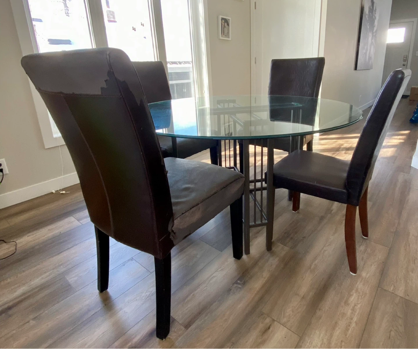 Glass Top Dining Table with 4 Chairs