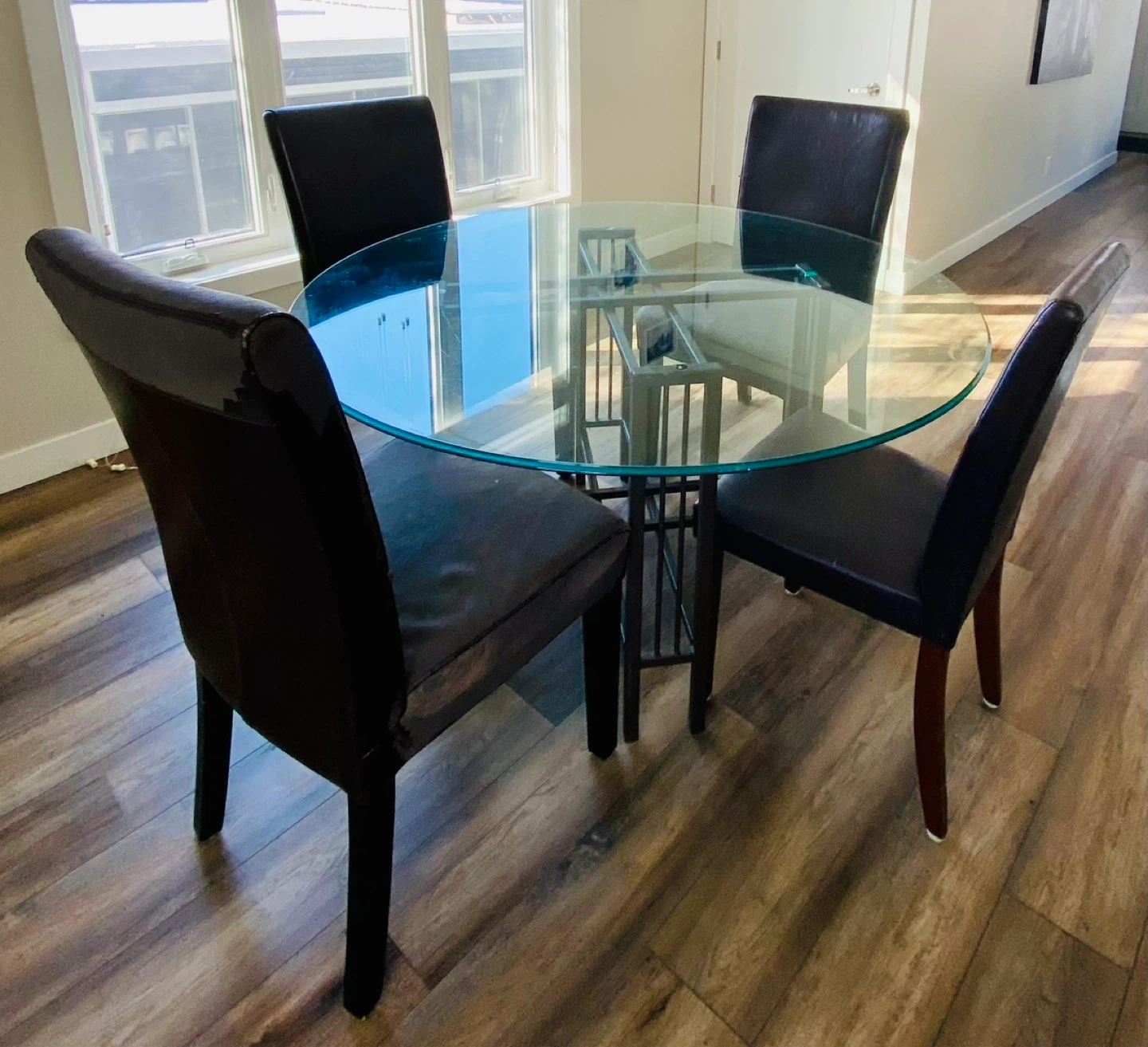 Glass Top Dining Table with 4 Chairs - photo 2
