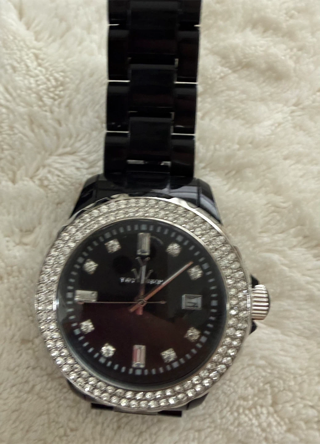"ToyWatch" Italian watch co Crystal Bezel Watch - Black