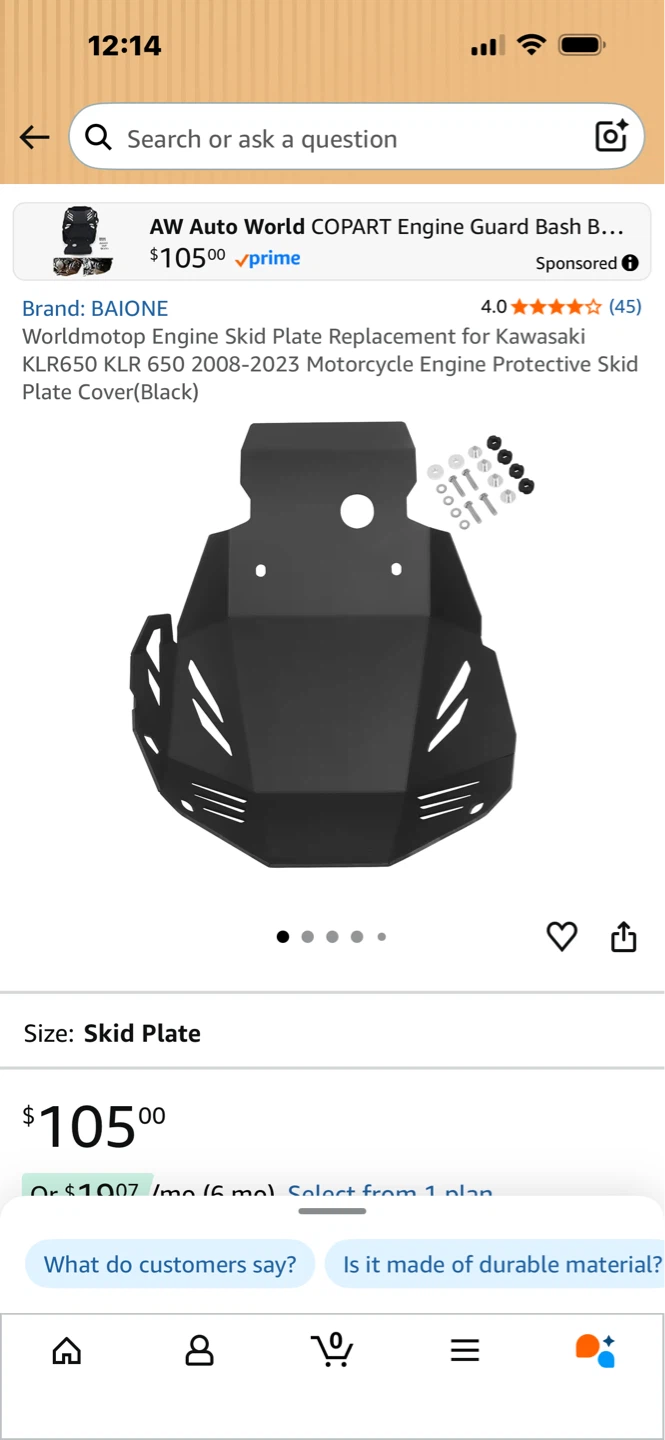 Engine Skid Plate for Kawasaki KLR650 - photo 2