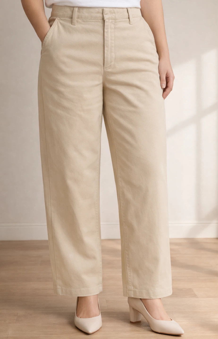 ZARA Beige high-waisted wide Leg Pants - photo 2