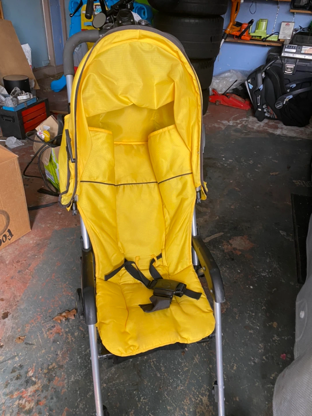 Bright yellow stroller