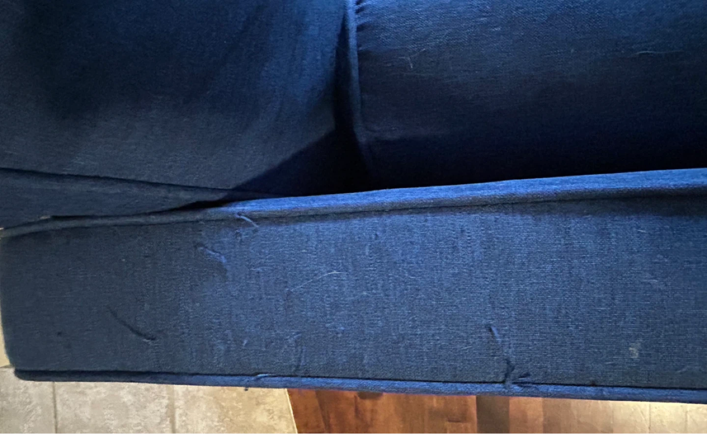 Blue Two-Seater Sofa with Bolster Pillows - photo 3