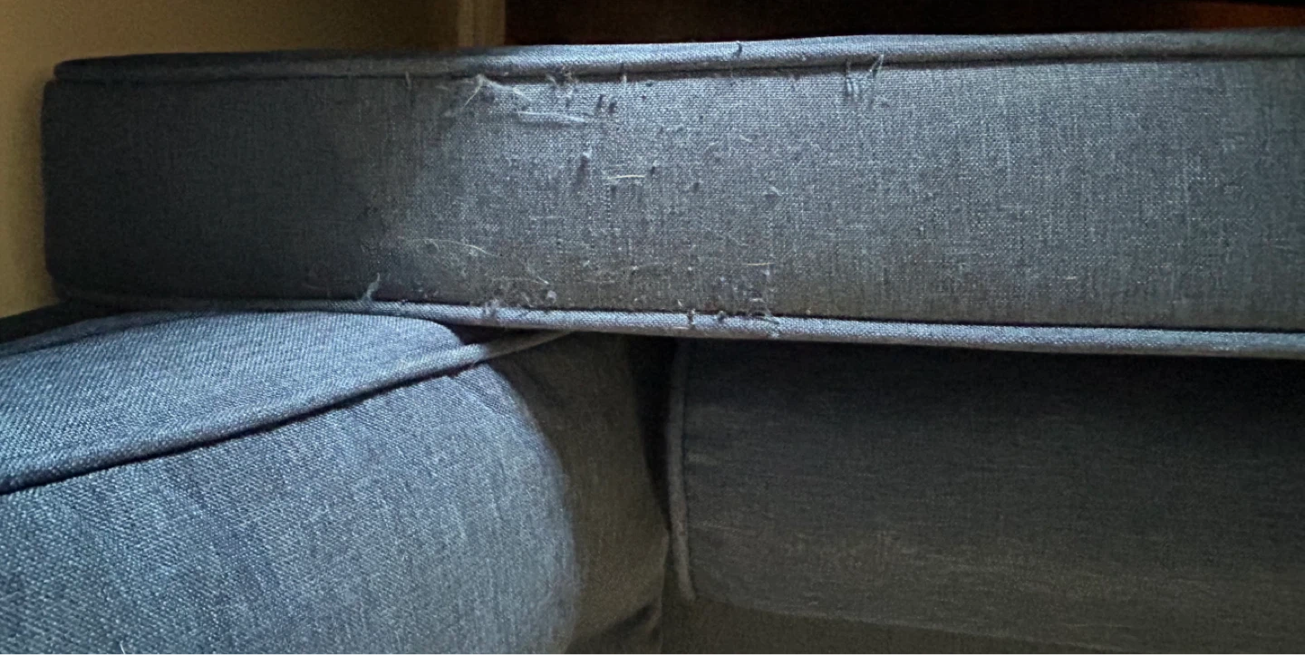 Blue Two-Seater Sofa with Bolster Pillows - photo 4