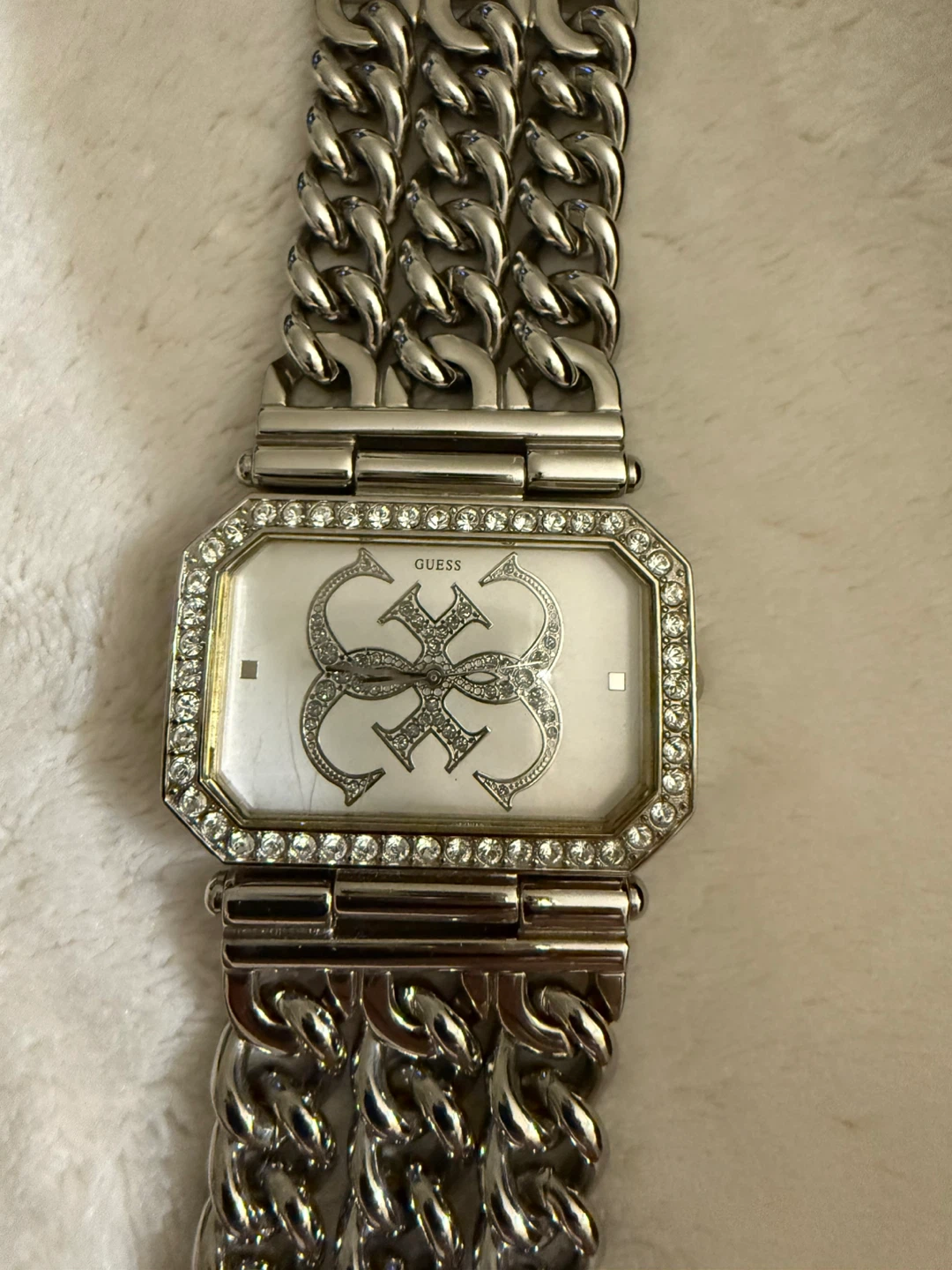 GUESS Women's Watch - Silver Tone Chain Link Crystal Accents - photo 3