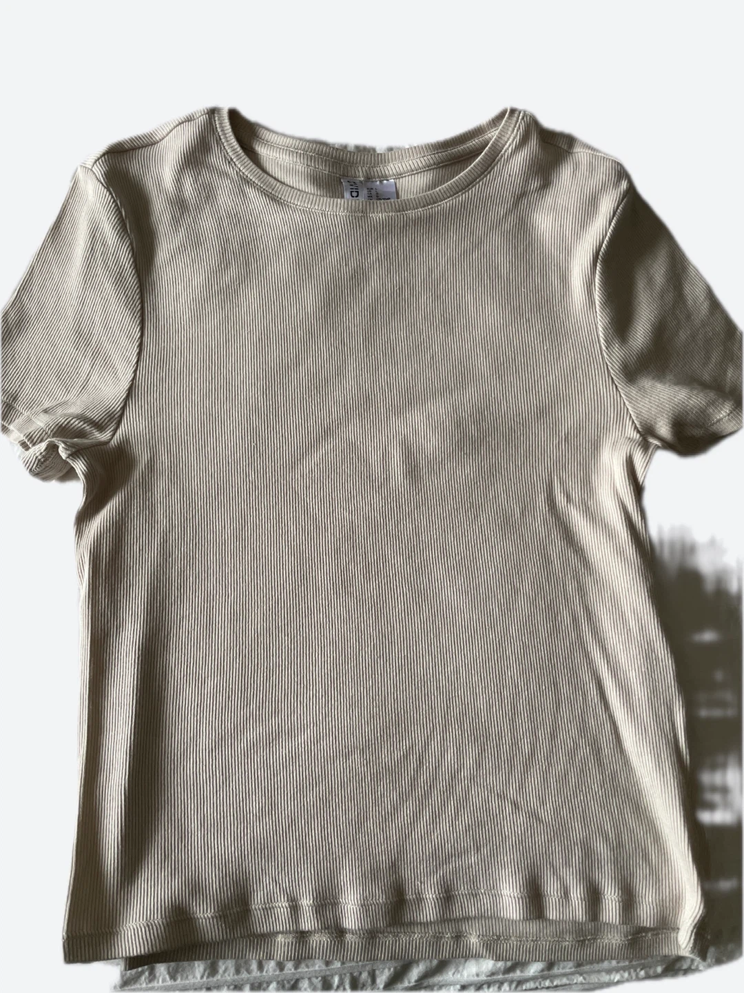 Divided by H&M Ribbed T-Shirt - Beige, Size L