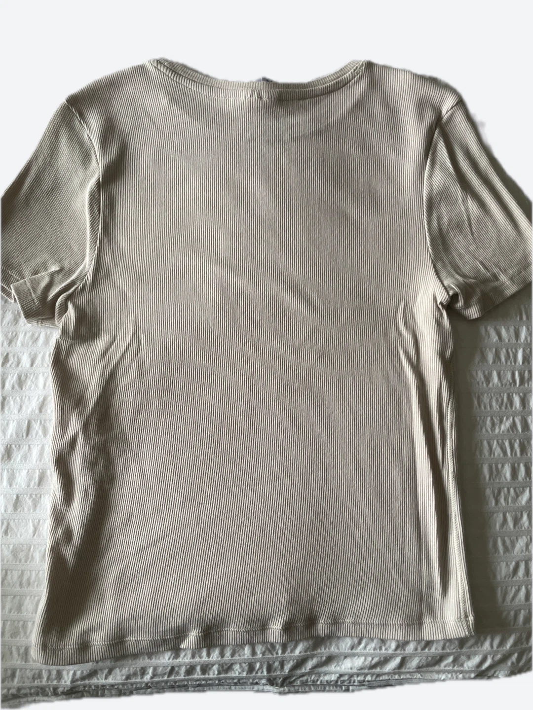 Divided by H&M Ribbed T-Shirt - Beige, Size L - photo 2