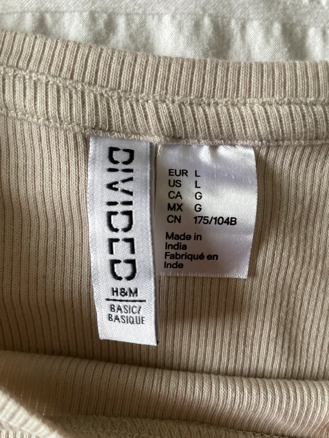 Divided by H&M Ribbed T-Shirt - Beige, Size L - photo 3