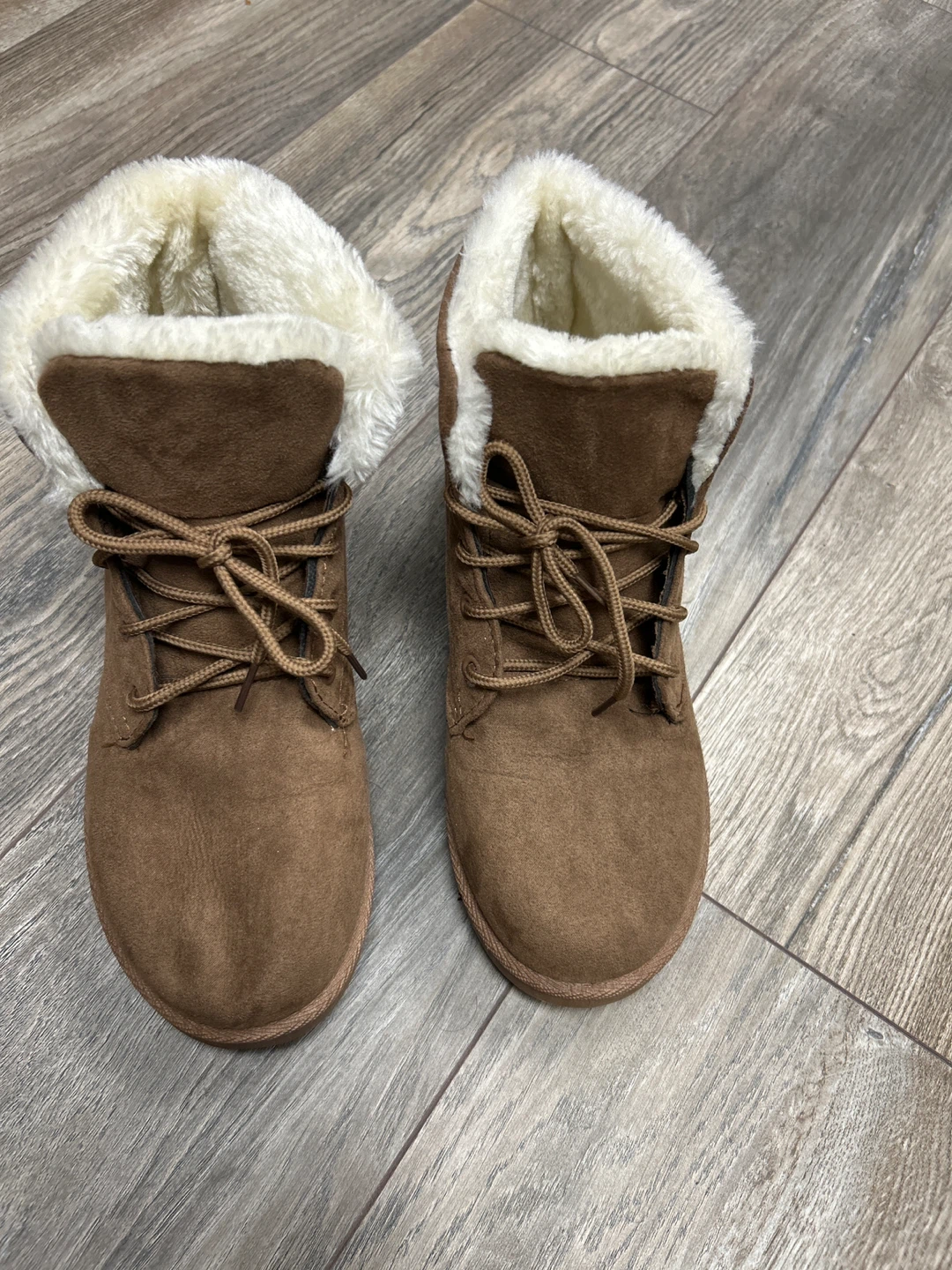 Brown Faux Suede Winter Boots