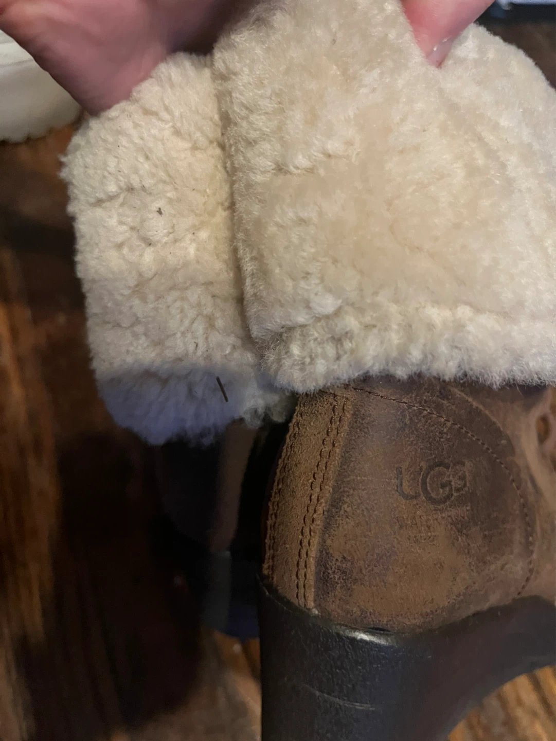 Ugg Brown Suede Wedge Boots with Shearling Trim - photo 3