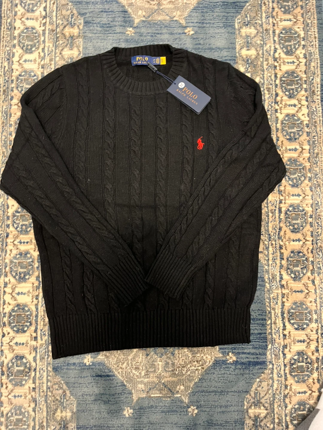 Polo Ralph Lauren Men's Cable Knit Sweater Black Size M