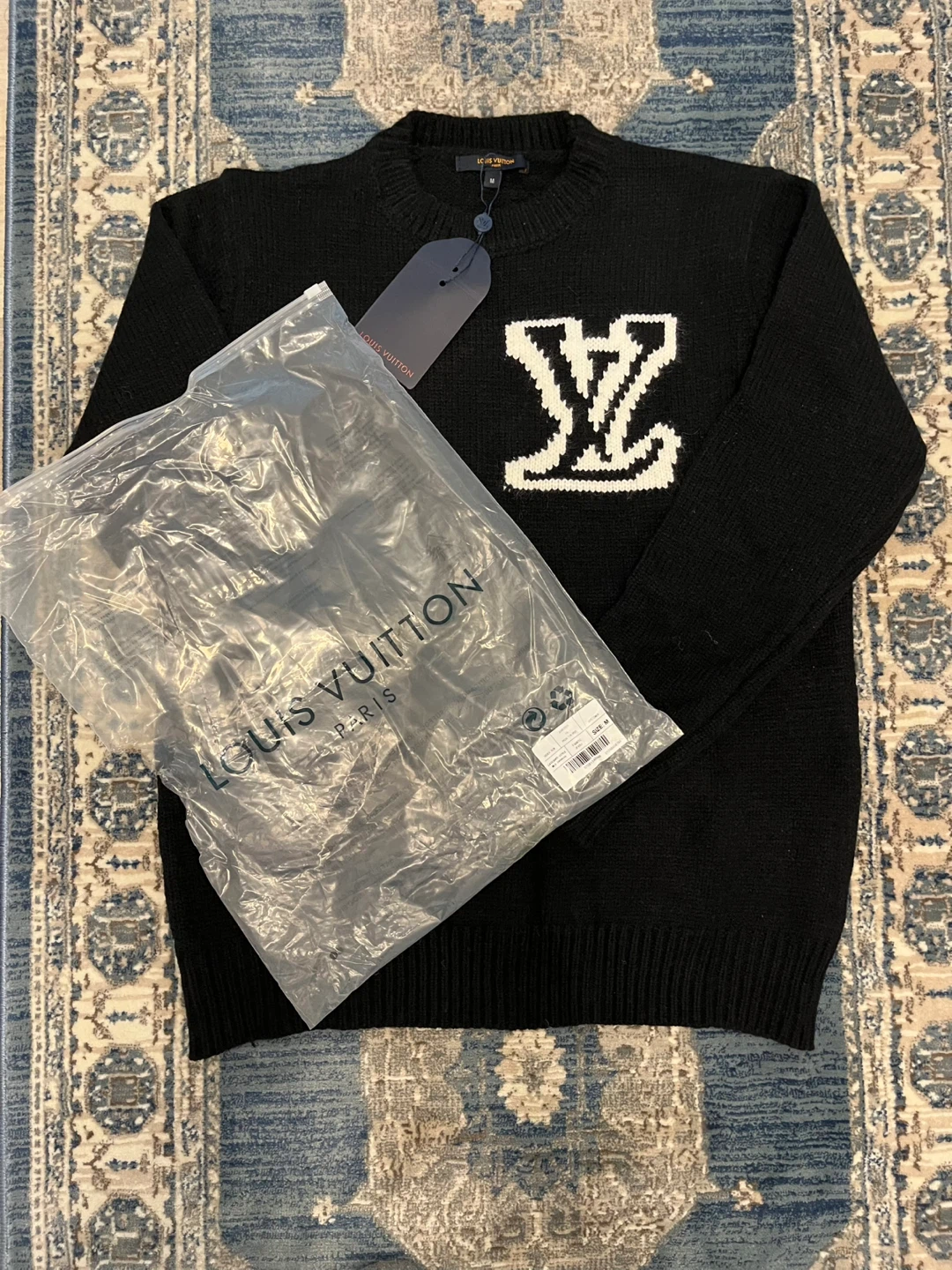 Louis Vuitton Black Monogram Knit Sweater Size M