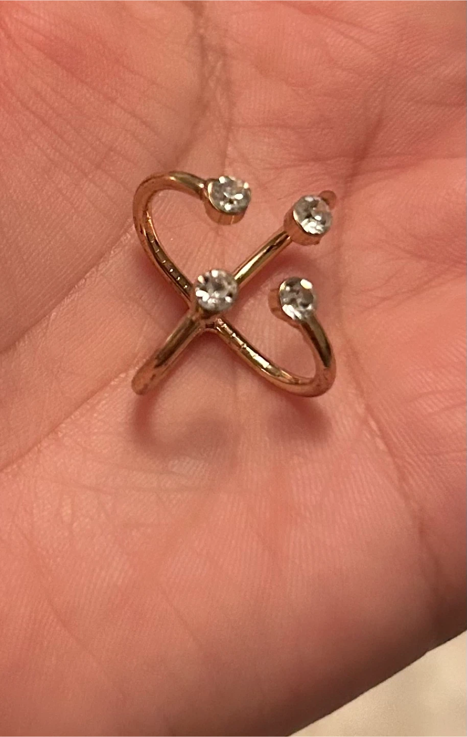 Gold-tone ring with rhinestones