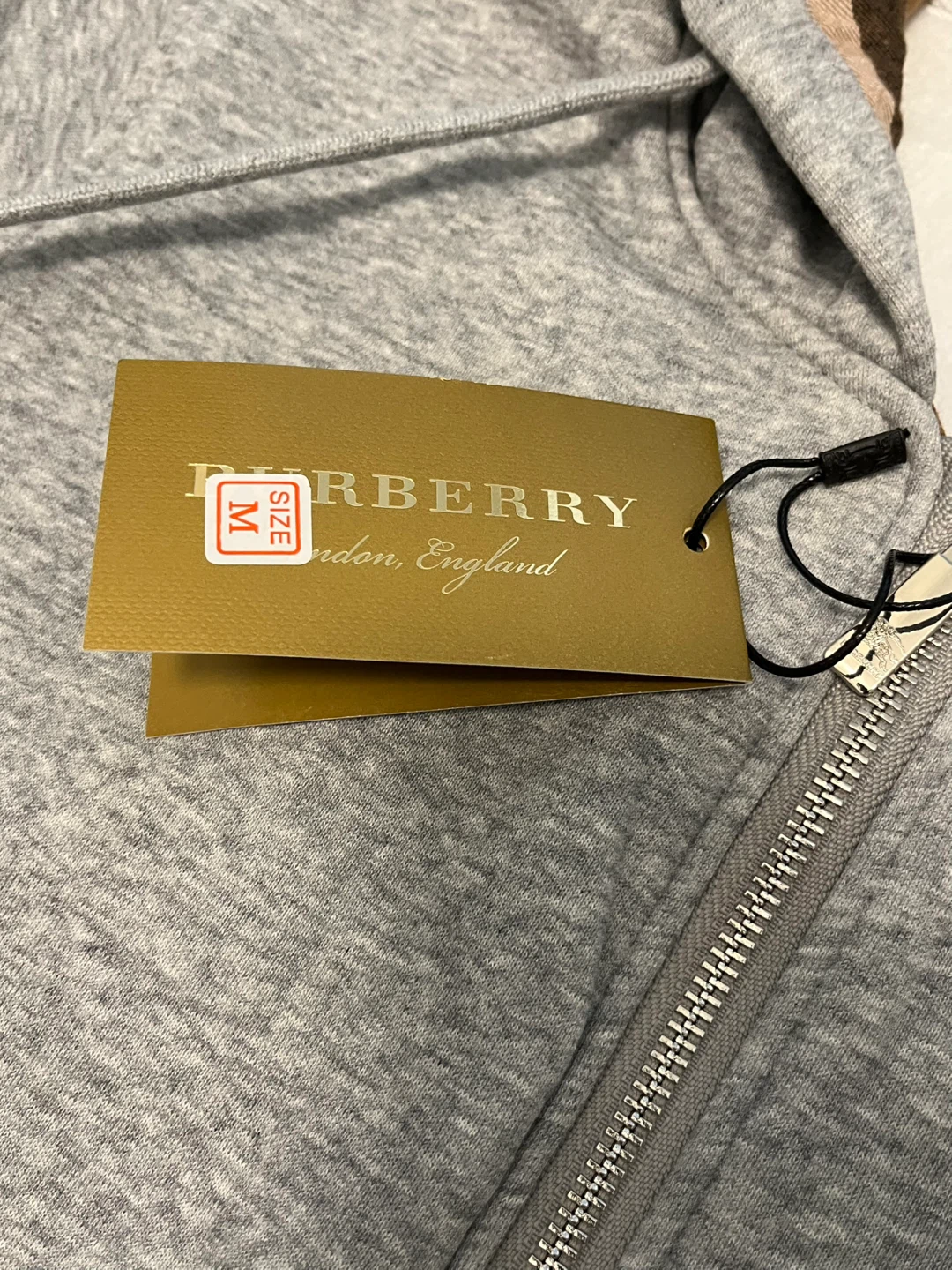 Burberry Grey Zip-Up Hoodie - Size M - photo 3