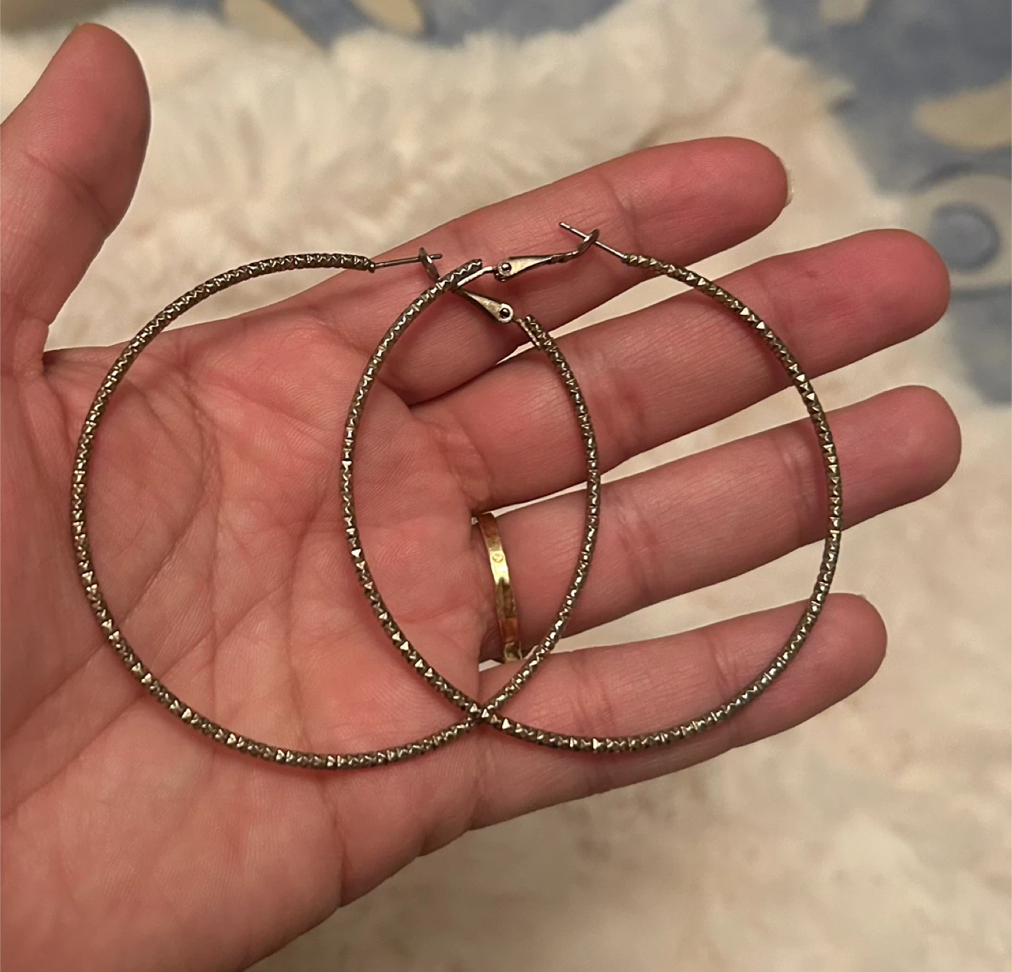Large Textured Hoop Earrings