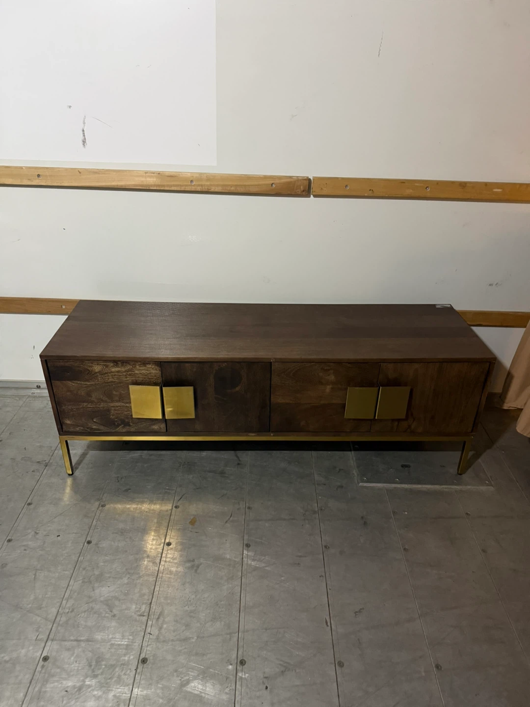 Dark Wood Media Console with Gold Accents - photo 2