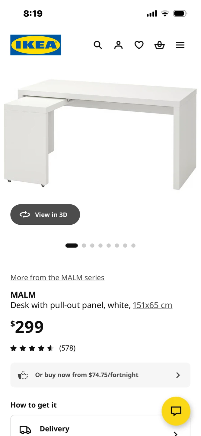 IKEA MALM Desk with pull-out panel