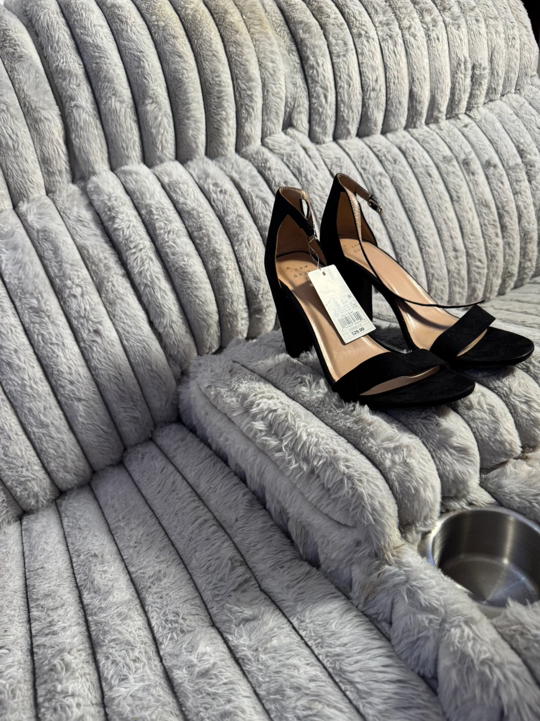 A New Day Black Suede Block Heel Sandals Size 11 - photo 4